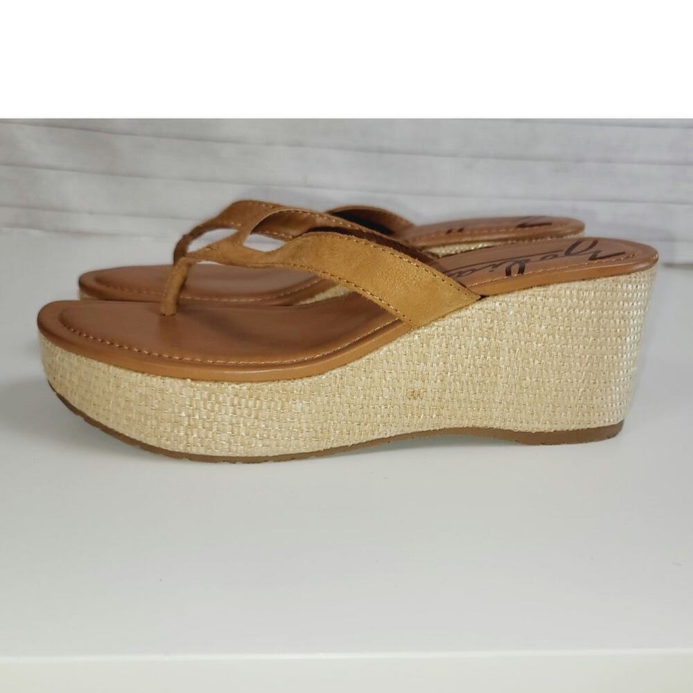 ZODIAC RIO WEDGE SANDALS IN CHESTNUT, SZ 10